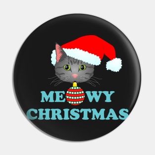 Meowy Christmas 2: Grey Tabby (Blue) Pin