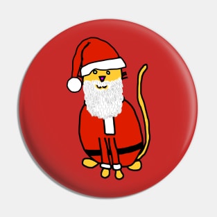 Yellow Christmas Cat in Santa Suit Pin