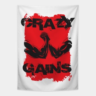 Crazy gains - Nothing beats the feeling of power that weightlifting, powerlifting and strength training it gives us! A beautiful vintage movie design representing body positivity! Tapestry