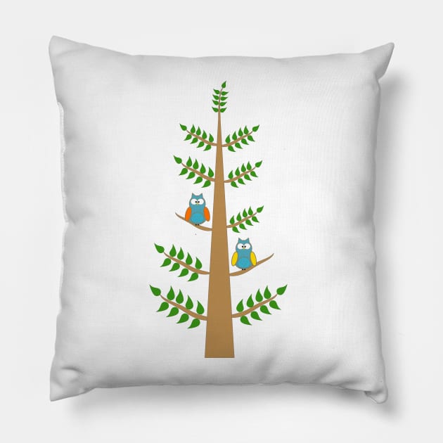 A tree with Owls Pillow by ikshvaku