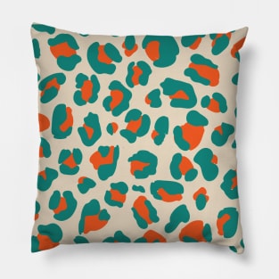 Orange and Teal Leopard Print Pillow