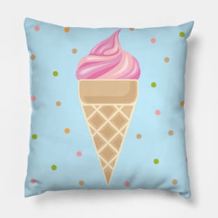 Vintage Ice Cream on Blue Background Pillow
