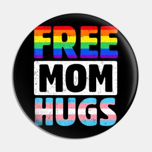 Free Mom Hugs Groovy Rainbow Heart Lgbt Flag Pride Month Pin