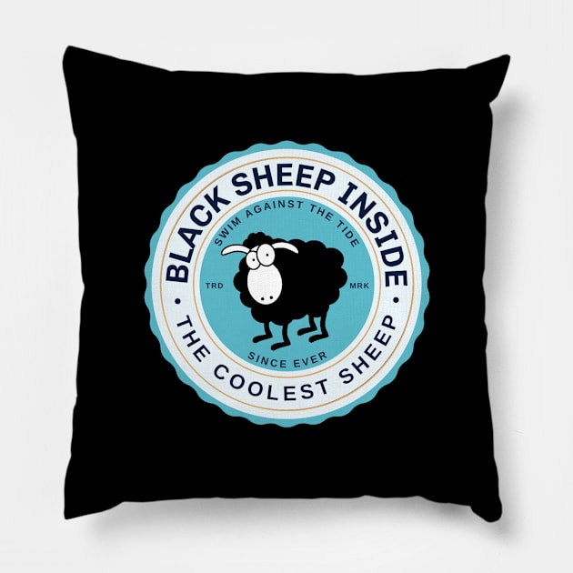Black Sheep Inside Pillow by Warp9