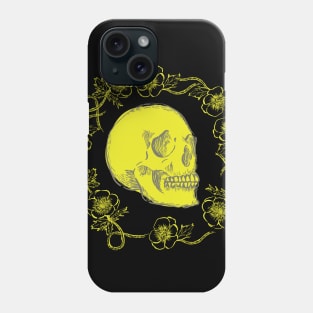 Skulls and Anemones Neon Yellow Bright Phone Case