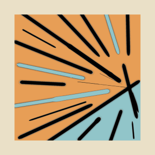 Rays - Modern Art Design | Lines | Orange and Turquoise T-Shirt