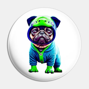 Cute Pug Dinosaur Costume - Adorable Pug in Dino Outfit Pin