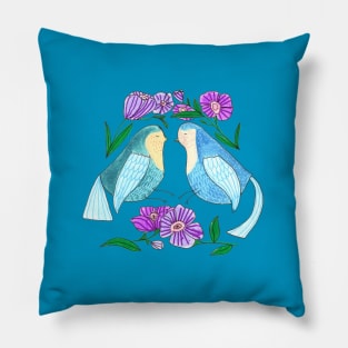 Birds And Flowers Pillow