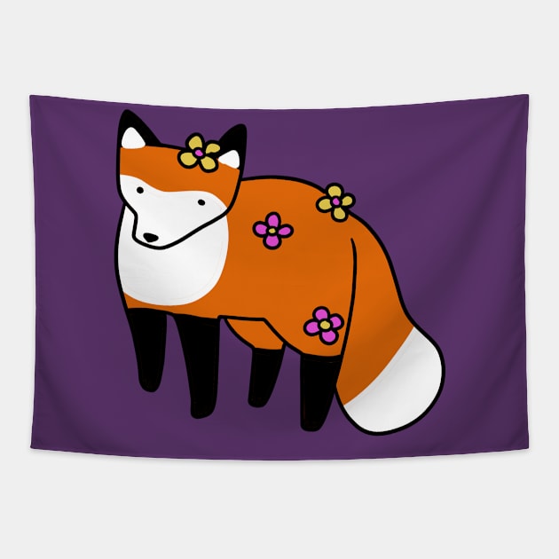 Flower Fox Tapestry by saradaboru