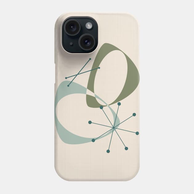 Mid Century Modern Abstract in Green and Neutral Tones Phone Case by tramasdesign