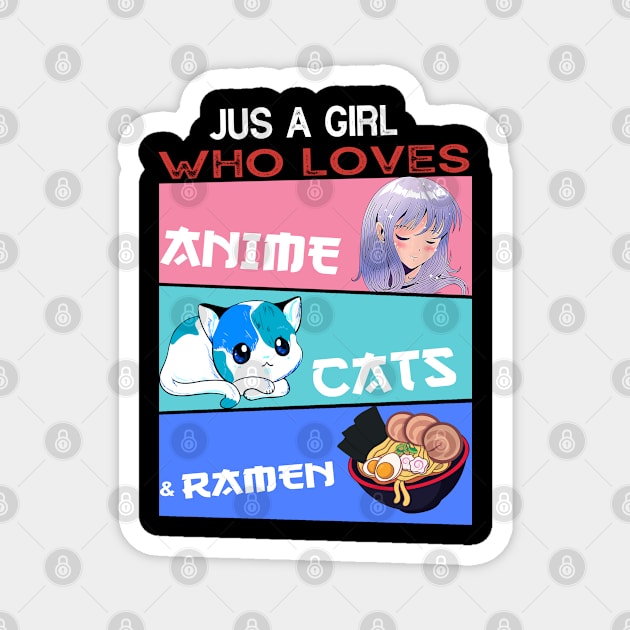 Anime and Cats Lover for Teen Manga kawaii Graphic Otaku Magnet by The Design Catalyst