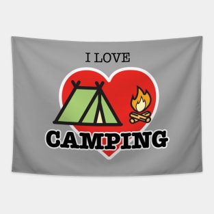 I Love Camping - Heart and Tent Tapestry