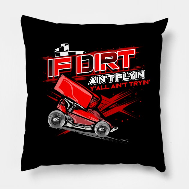 Sprint Car Dirt Racing Motorsports Lover Gift Pillow by ChrisselDesigns