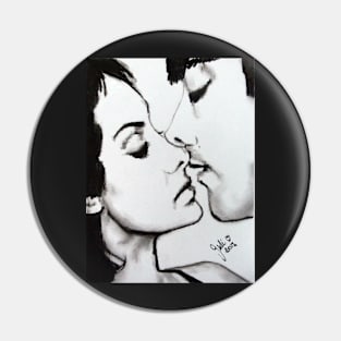 Almost a Kiss - Charcoal Drawings Pin