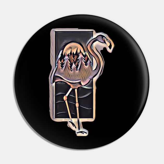 Flamingo Forest Pin by Lees Tees