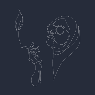 Women Smoke Line art T-Shirt