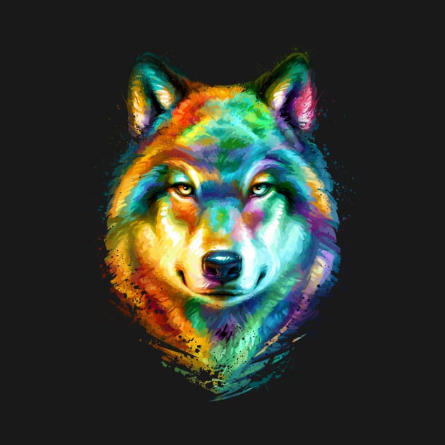 Wolf Face Colorful Painting by stonemask