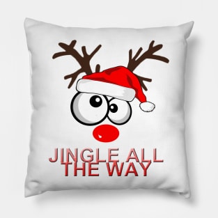 Big Eyed Jingle All The Way Reindeer Pillow