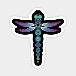 Mandala Dragonfly | Garnet Emerald Sapphire Magenta Green Blue (Black) Magnet