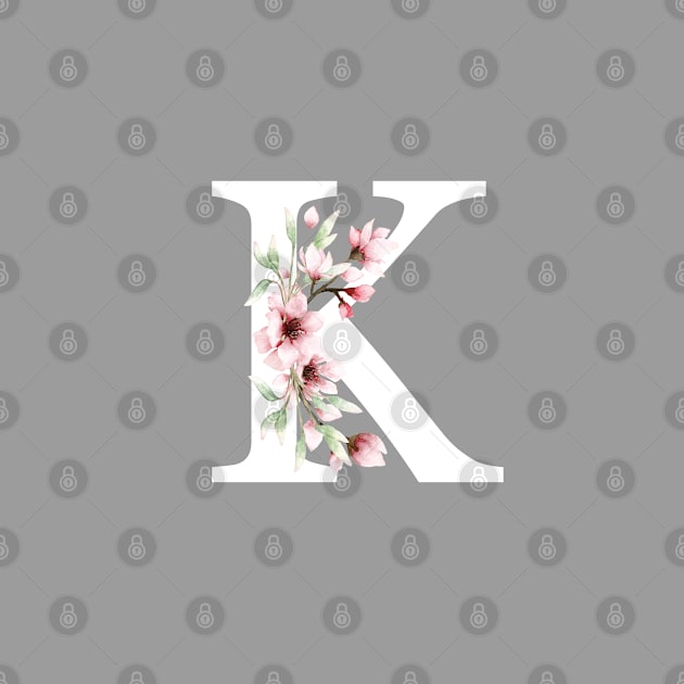 Letter K Monogram With Cherry Blossoms by thesnowwhyte