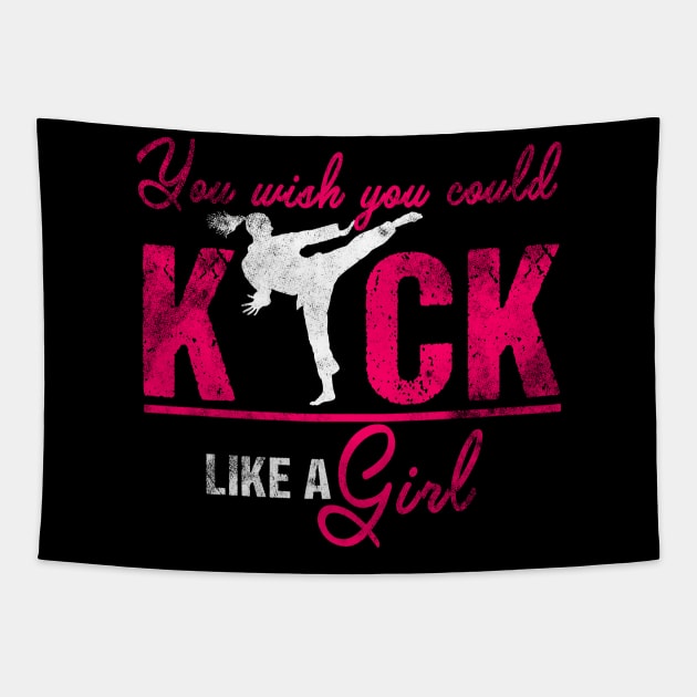 Karate Kick Girl Tapestry by Mila46