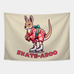 Ice skating kangaroo Tapestry