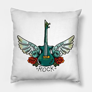 ROCK: Guitar Wings and Roses Pillow