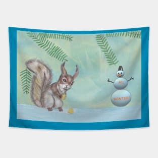 Squirrel in Winter Tapestry