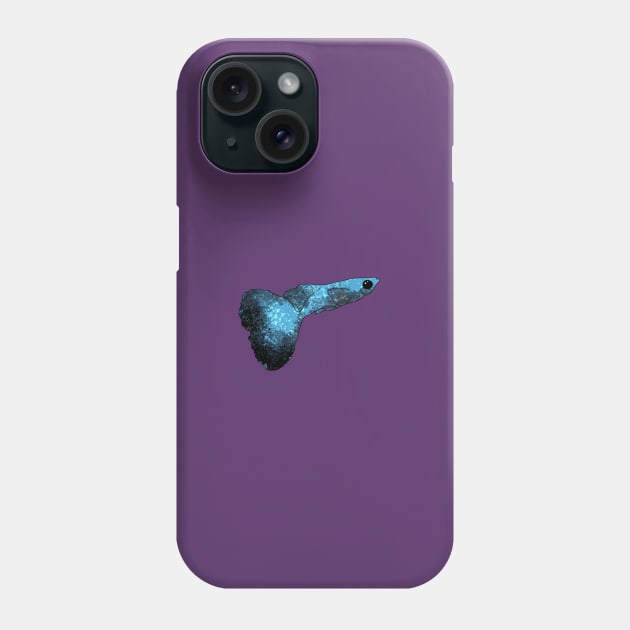 Neon Blue Guppy Phone Case by Moopichino