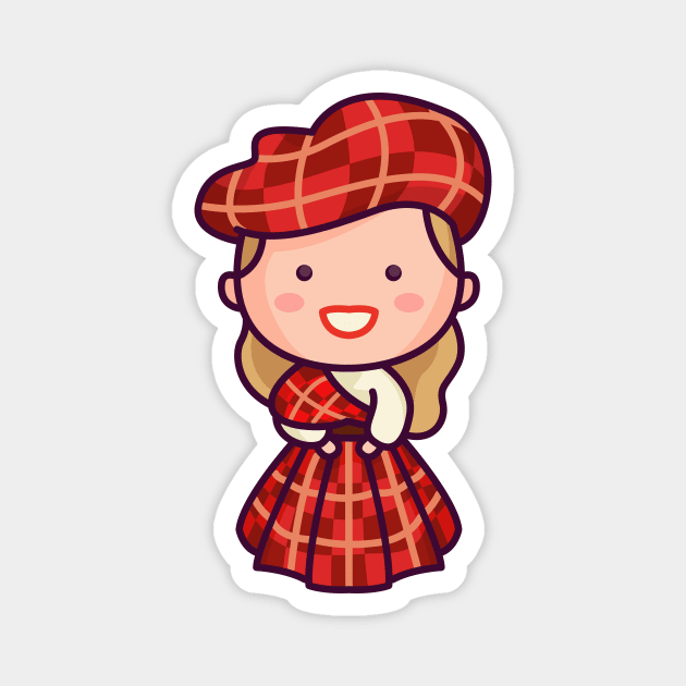 Cute Scottish Tartan Girl Magnet by SLAG_Creative