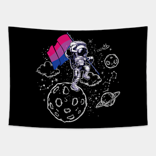 Astronaut Moon Bisexual Flag Space LGBTQ Gay Pride Tapestry