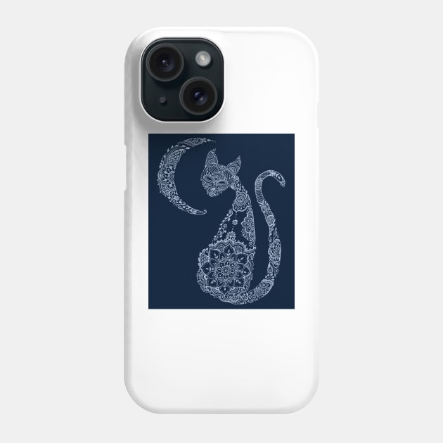 Cat and Moon - Silver Phone Case by MariaMahar