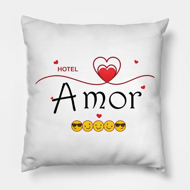 The amor dream hotel made with love Pillow by Elysium Studio