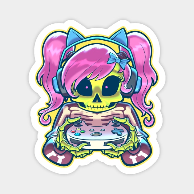 Skeleton Gamer Girl Magnet by tommartinart