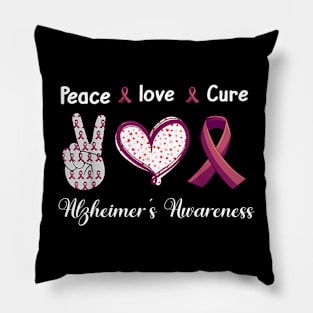 Peace Love cure alzheimer's awareness Pillow