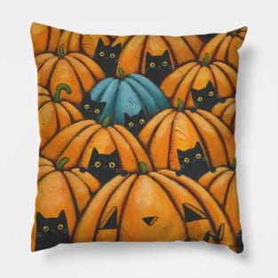 More Black Cats In The Pumpkin Patch Pillow