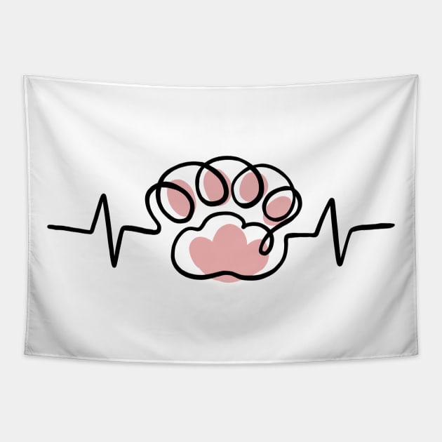 Cat lover paw Tapestry by Chigurena