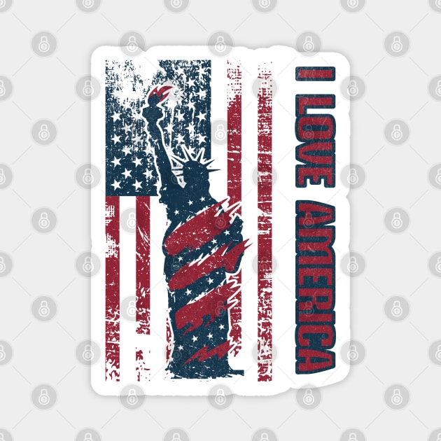 I Love America USA Flag Statue of Liberty Magnet by Odetee