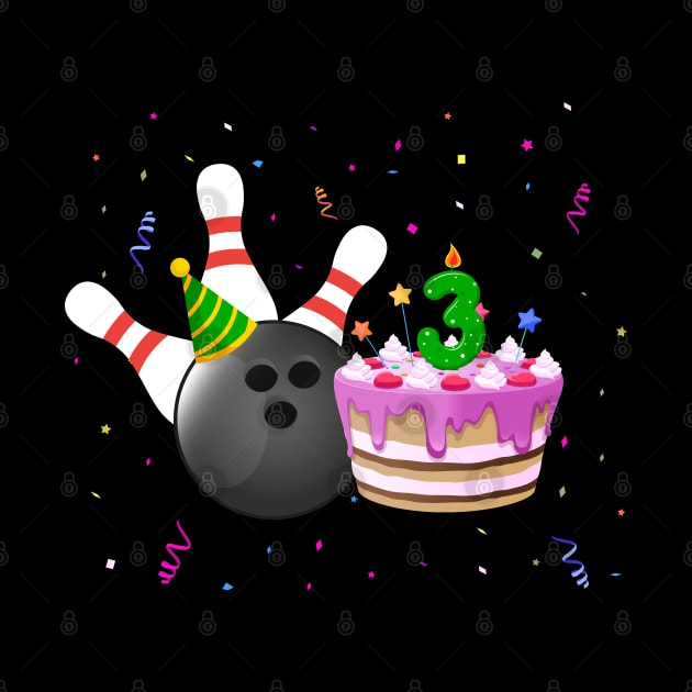 Bowling 3rd Birthday Bday Party Kids 3 years Old Bowler by Msafi