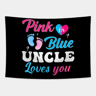Pink Blue Uncle Love You Gender Reveal Tapestry