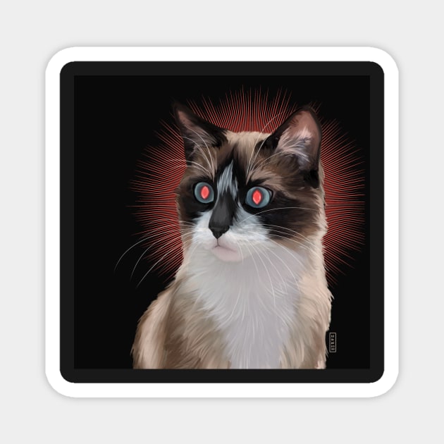 Soba - Snowshoe Cat Ready to Fire Lasers Magnet by SalemKittie