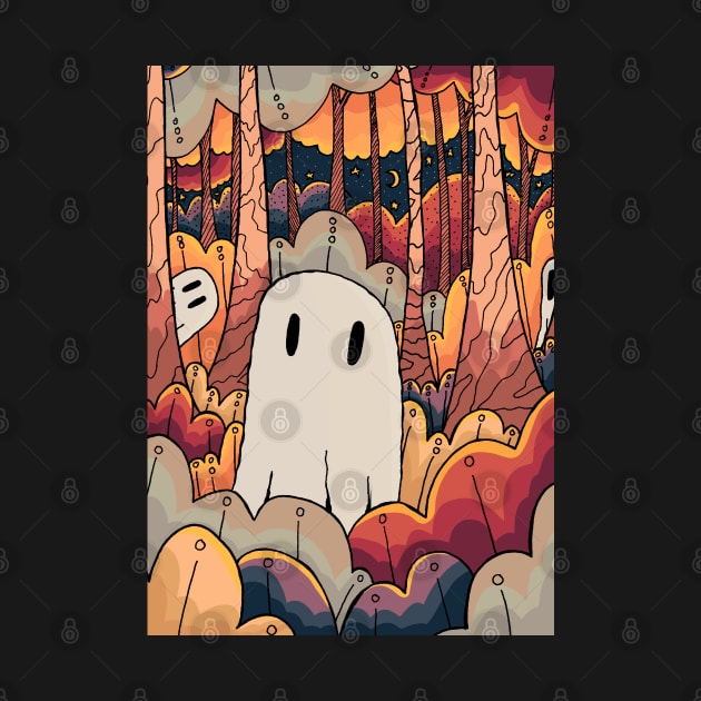 Little ghost forest by Swadeillustrations