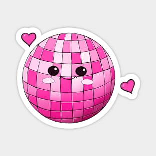 A Cute Kawaii Pink Disco ball - sticker Magnet