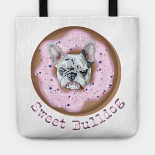 Sweet Bulldog and donut with pink glaze Tote