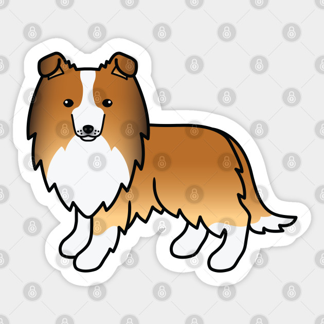 Sable Shetland Sheepdog Sheltie Dog Cute Cartoon Illustration