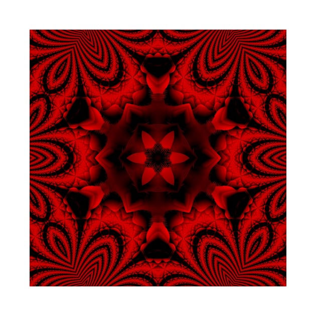 scarlet and red hexagonal floral fantasy kaleidoscopic design by mister-john