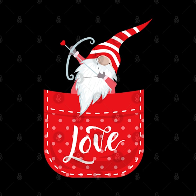 Gnome In Fake Pocket for Happy Valentines Day 2021 with Cute Love arrow by Herotee