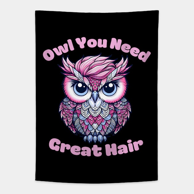 Owl hairstylist Tapestry by Japanese Fever