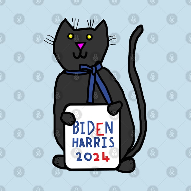 Small Cat with Biden Harris 2024 Sign by ellenhenryart