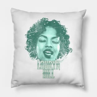 Retro Lauryn Hill Green Distressed Pillow